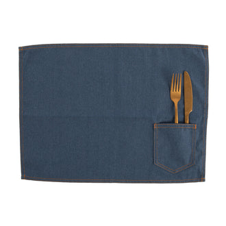 Tovaglietta all'americana "Indigo" con tasca portaposate cucita cm 45x33