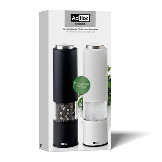 Macinapepe e macinasale elettrici a batteria "Tropica", confezione assortita da 2 pezzi cm Ø5x20