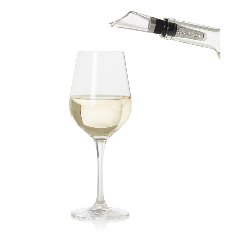 Tappo versatore vino "Vine" con microfiltro integrato, supporto ed appoggio antigoccia cm Ø2,7x13