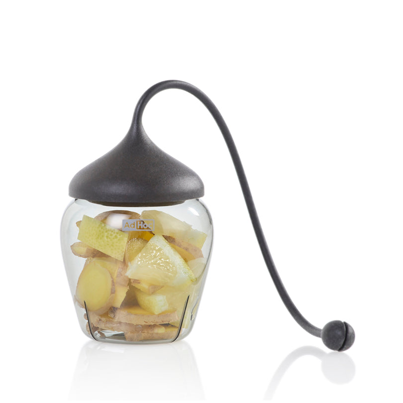 Infusore per tè "Fusion" con base di appoggio in vetro cm Ø7x7