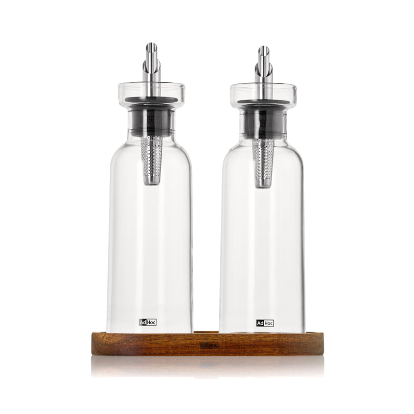 Menagere dosaolio & dosaaceto "AromaPour" con base in acacia cl 30/cm 16x8,2x21,3