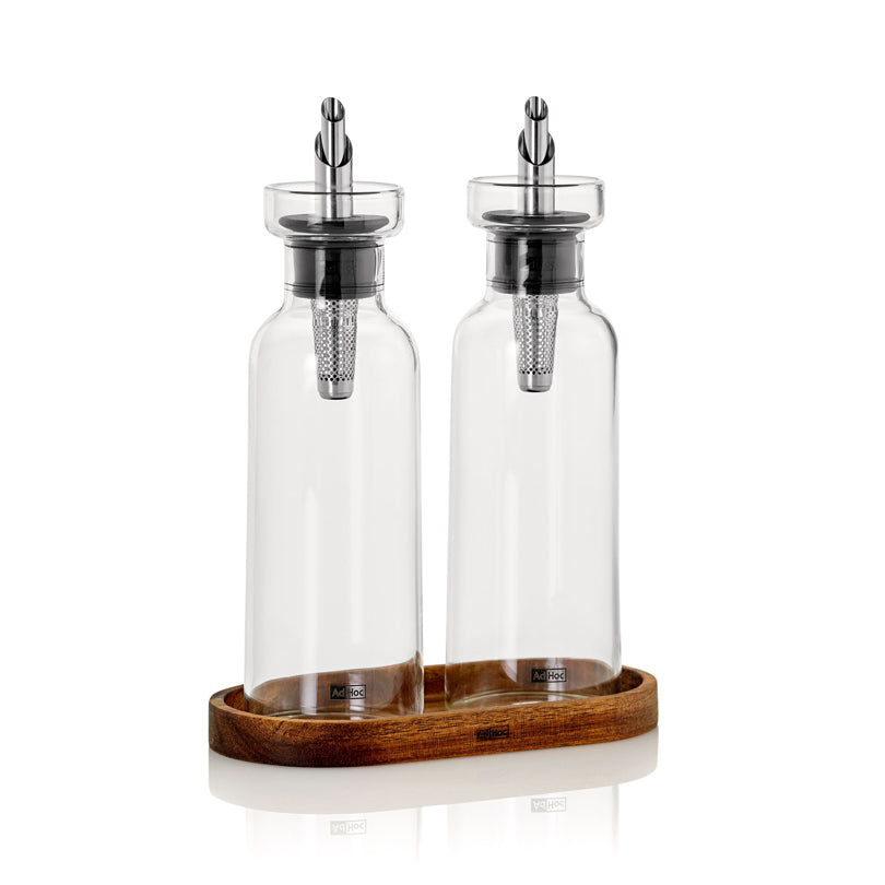 Menagere dosaolio & dosaaceto "AromaPour" con base in acacia cl 30/cm 16x8,2x21,3