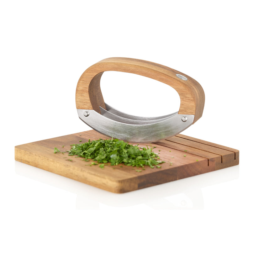 Mezzaluna "RoccaVerde" con tagliere cm 18x18x10,5