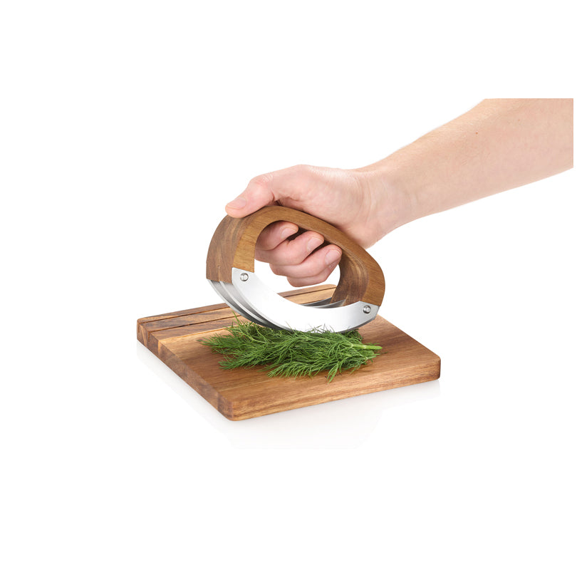 Mezzaluna "RoccaVerde" con tagliere cm 18x18x10,5