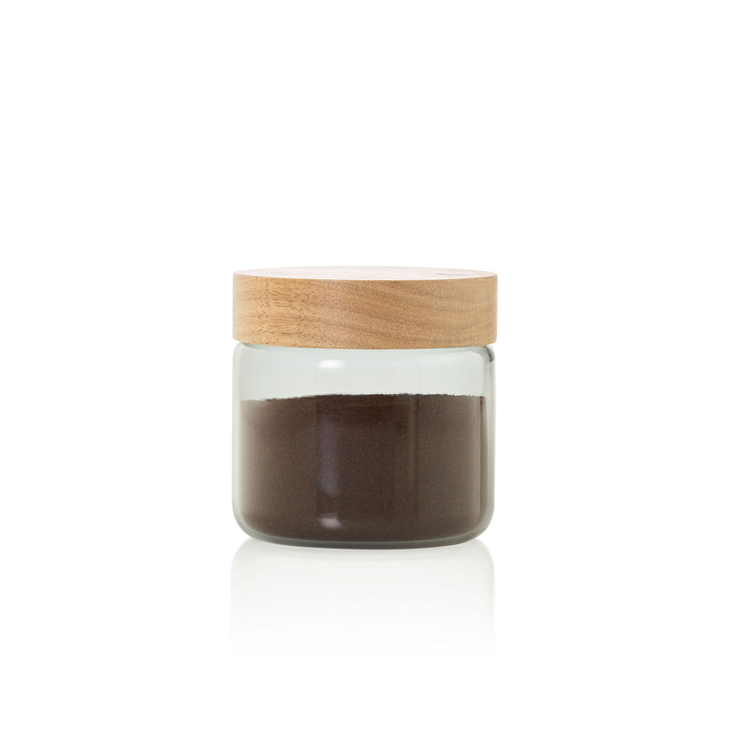 Barattolo tondo "PureJar" con coperchio in acacia ml 500/cm Ø10x10
