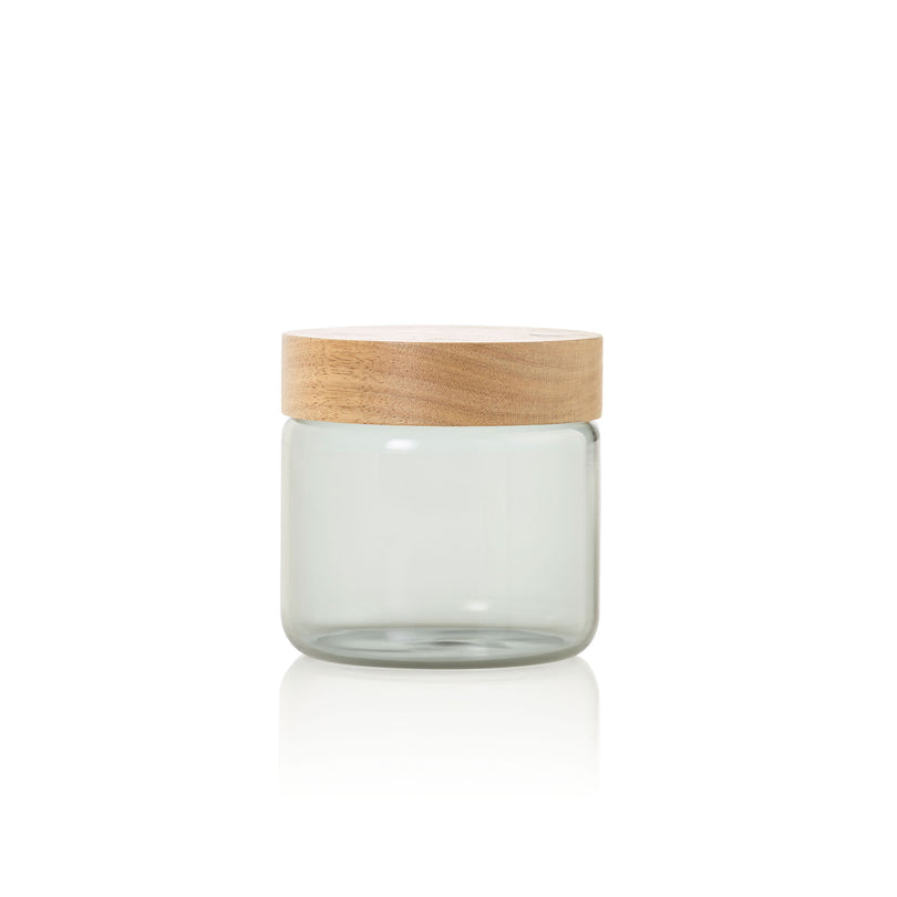 Barattolo tondo "PureJar" con coperchio in acacia ml 500/cm Ø10x10