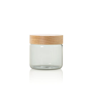 Barattolo tondo "PureJar" con coperchio in acacia ml 500/cm Ø10x10