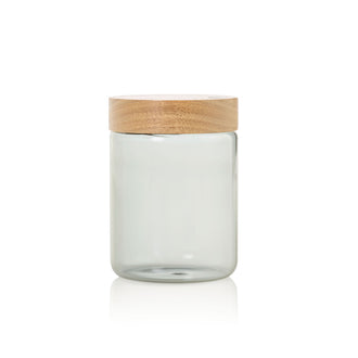 Barattolo tondo "PureJar" con coperchio in acacia ml 800/cm Ø10x14