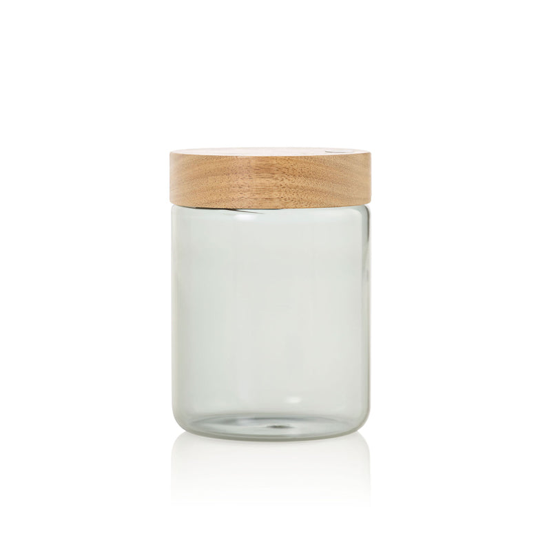 Barattolo tondo "PureJar" con coperchio in acacia ml 800/cm Ø10x14