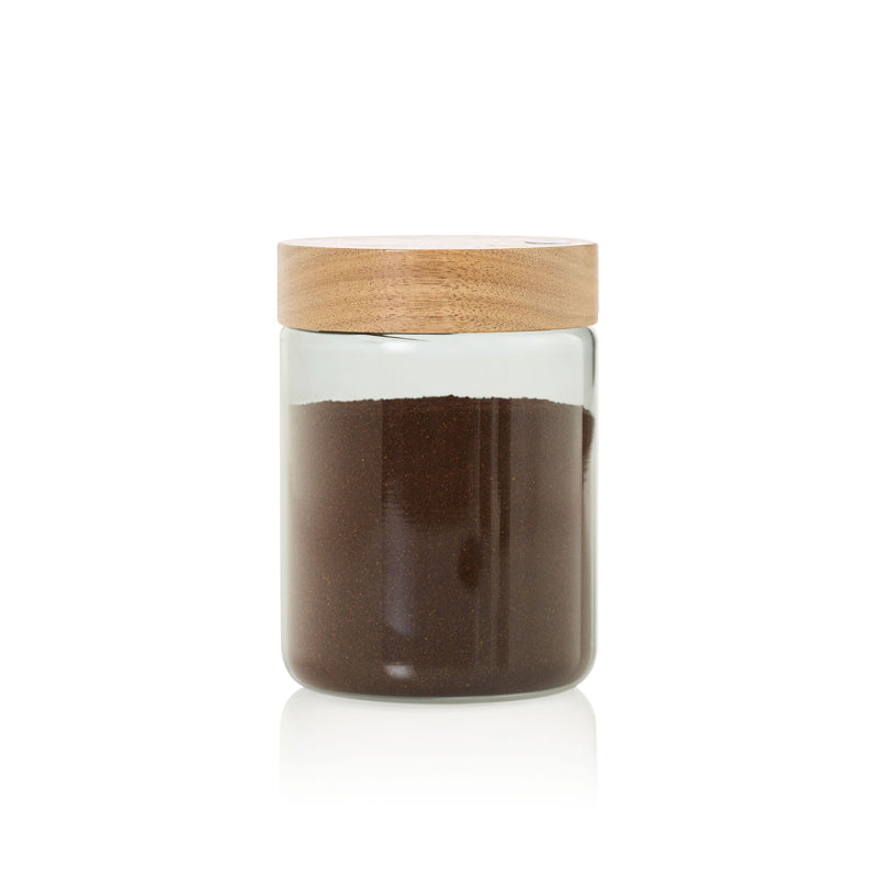 Barattolo tondo "PureJar" con coperchio in acacia ml 800/cm Ø10x14