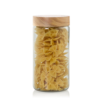 Barattolo tondo "PureJar" con coperchio in acacia l 1,2/cm Ø10x20