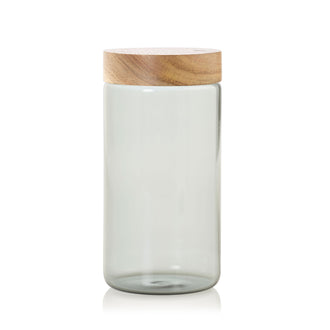 Barattolo tondo "PureJar" con coperchio in acacia l 1,2/cm Ø10x20
