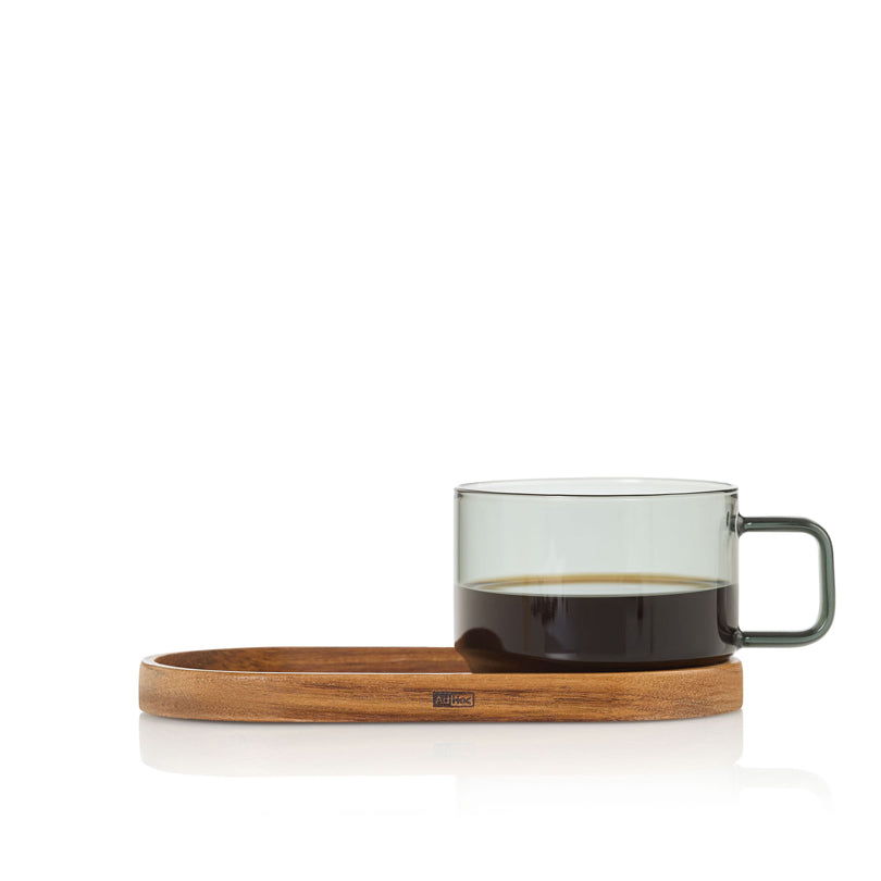 Tazza tè "Impact" con vassoio in acacia ml 300/cm 19x9,5x8