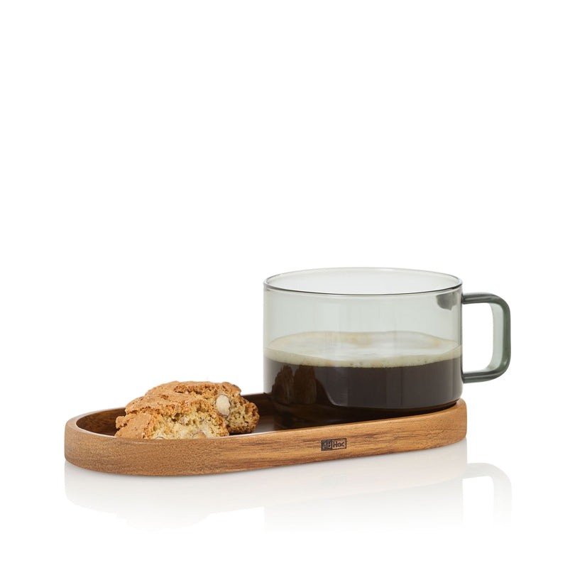 Tazza tè "Impact" con vassoio in acacia ml 300/cm 19x9,5x8