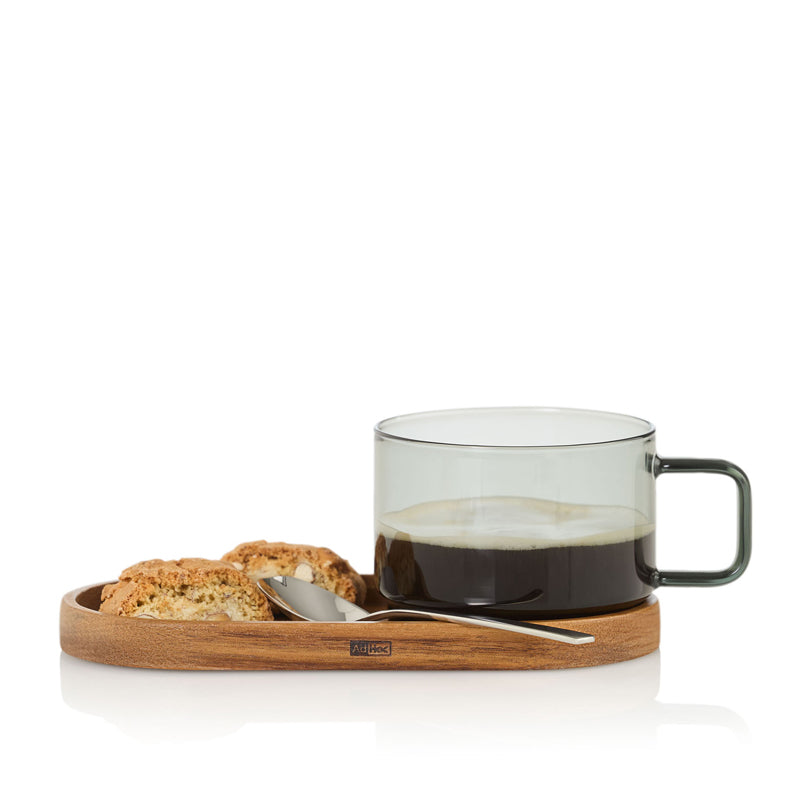 Tazza tè "Impact" con vassoio in acacia ml 300/cm 19x9,5x8