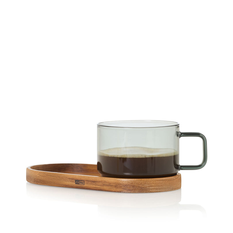 Tazza tè "Impact" con vassoio in acacia ml 300/cm 19x9,5x8