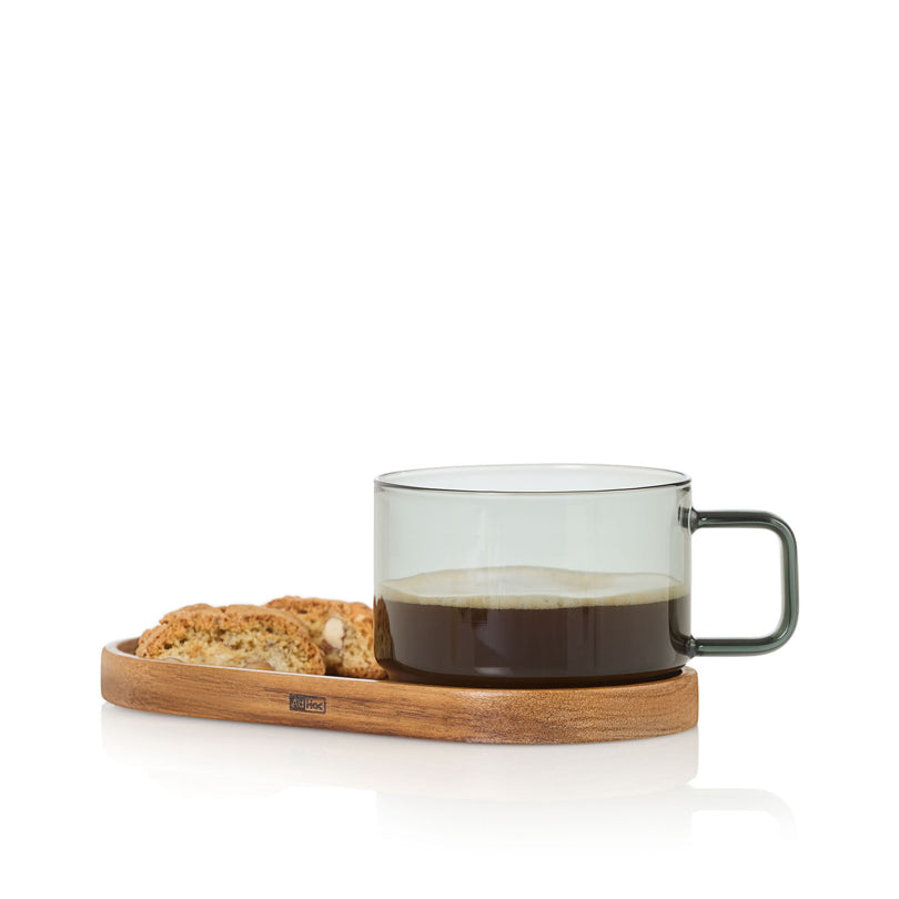 Tazza tè "Impact" con vassoio in acacia ml 300/cm 19x9,5x8