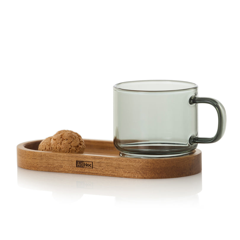 Tazza caffè "Impact" con vassoio in acacia ml 70/cm 12,5x5,5x5,