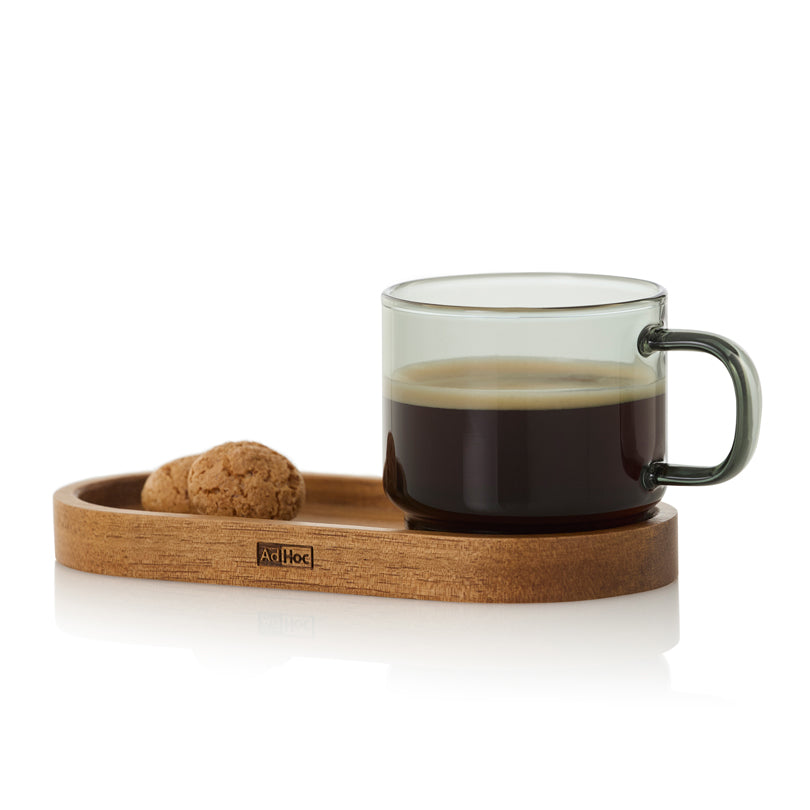 Tazza caffè "Impact" con vassoio in acacia ml 70/cm 12,5x5,5x5,