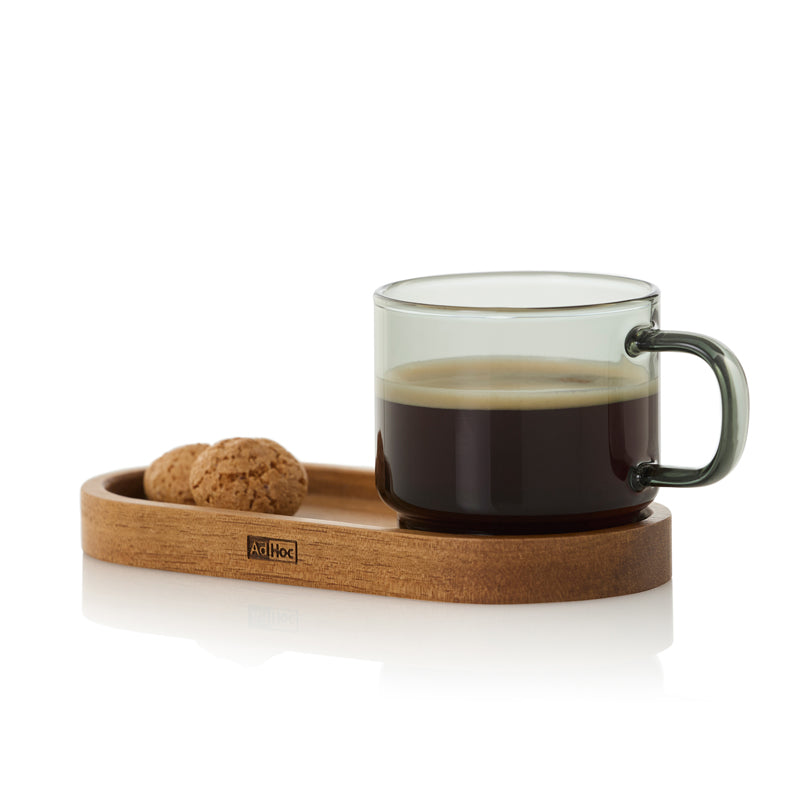 Tazza caffè "Impact" con vassoio in acacia ml 70/cm 12,5x5,5x5,