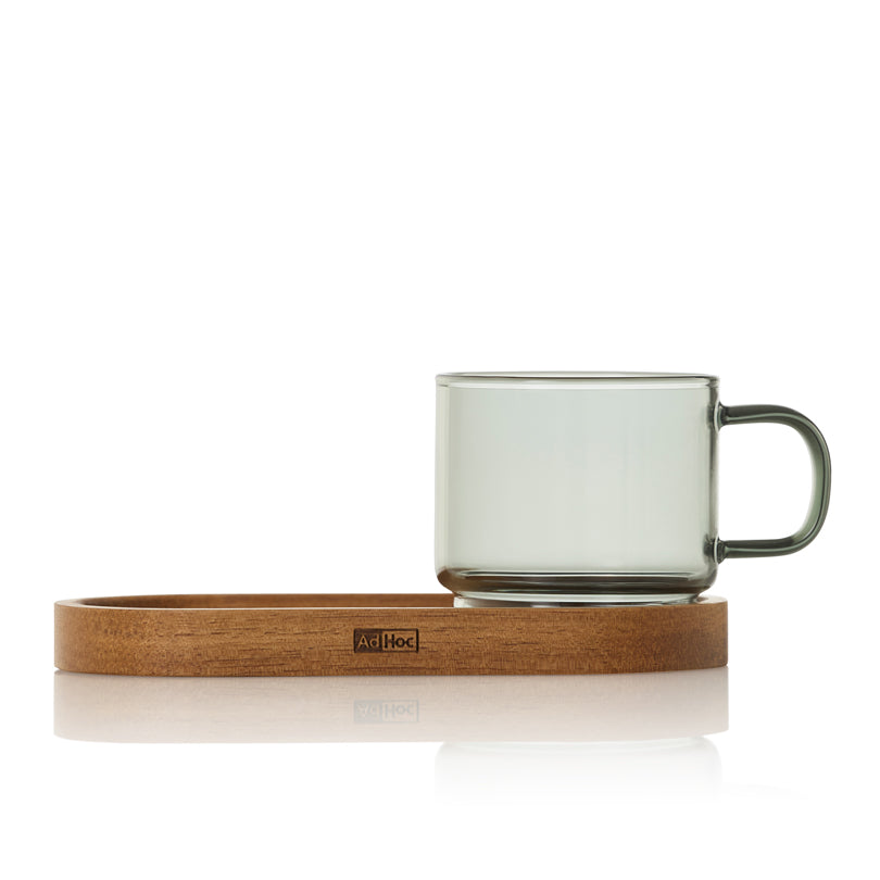 Tazza caffè "Impact" con vassoio in acacia ml 70/cm 12,5x5,5x5,