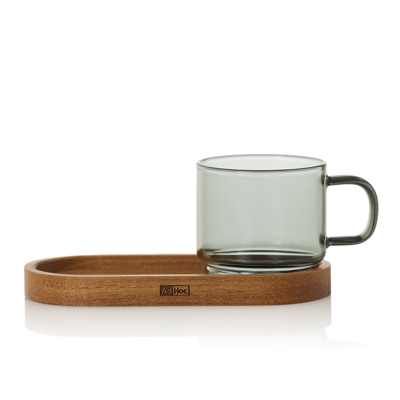 Tazza caffè "Impact" con vassoio in acacia ml 70/cm 12,5x5,5x5,