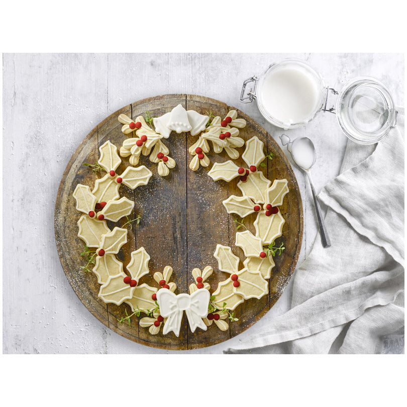 Stampini biscotti Corona di Natale, set di 5 pezzi cm  4,5/6/7/9