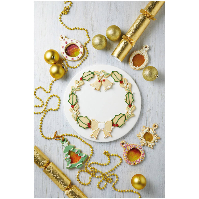 Stampini biscotti Corona di Natale, set di 5 pezzi cm  4,5/6/7/9