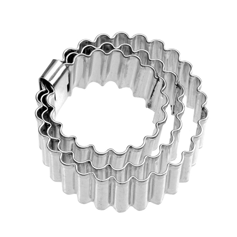 Stampino tondo ondulato, confezione assortita da 3 pezzi cm Ø3,7/4,6/5,5