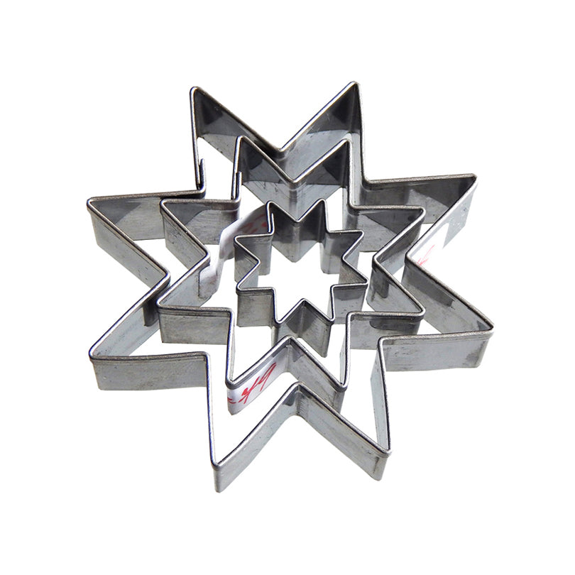 Stampino Stella a 8 punte, confezione assortita da 3 pezzi cm 2/4/6