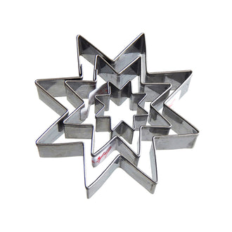 Stampino Stella a 8 punte, confezione assortita da 3 pezzi cm 2/4/6