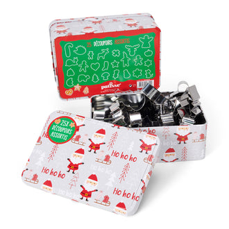 Set 25 Stampini "Christmas", fornito in contenitore biscotti cm 19,5x13x7