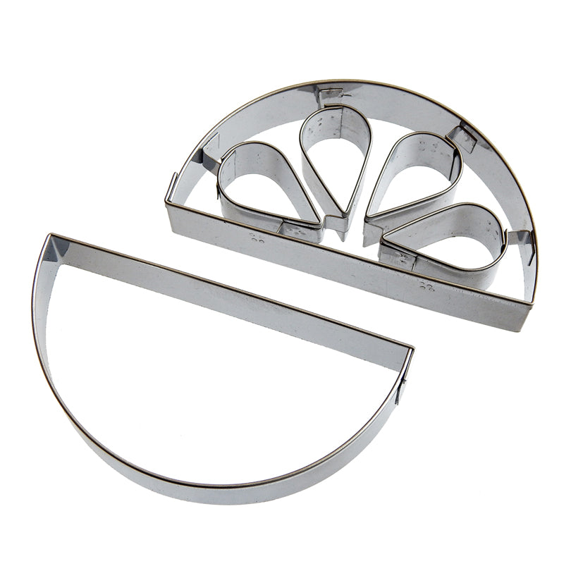 Set stampino/formina per biscotti Spicchi d'arancia, confezione 2 pezzi (stampino base + stampino spicchi d'arancia) cm 8x4