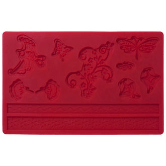 STAMPO RILIEVO FIORI ROSSO SILICONE CM 21X15X0,7 CM 21X15X0,7