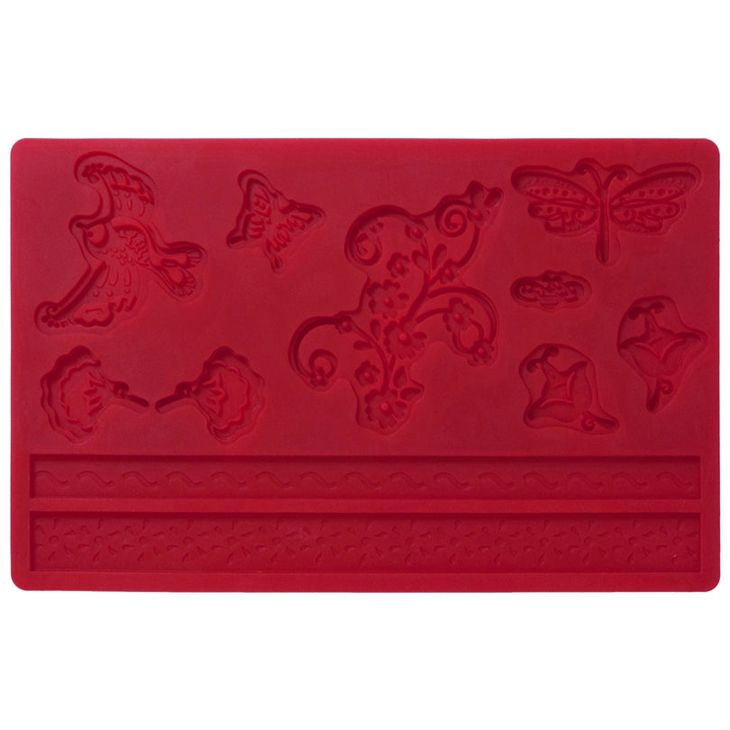 STAMPO RILIEVO FIORI ROSSO SILICONE CM 21X15X0,7 CM 21X15X0,7