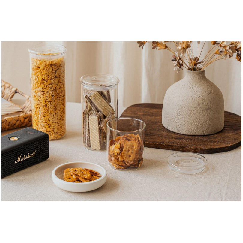 Barattolo con coperchio in vetro, tondo l 0,5/cm Ø9x11