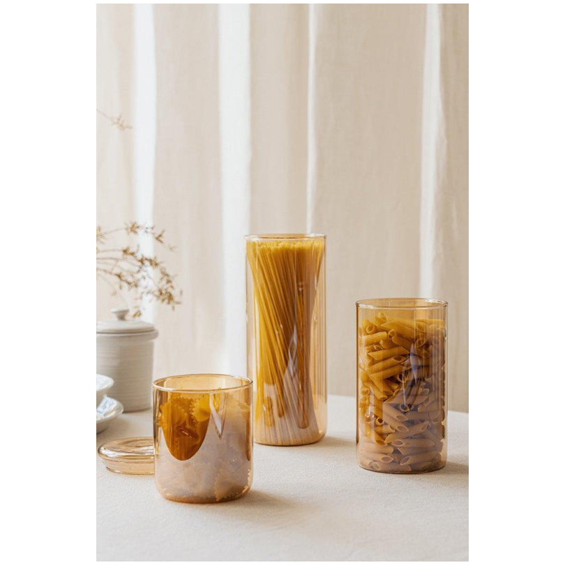 Barattolo con coperchio in vetro, tondo l 1,2/cm Ø9x23