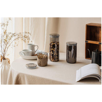 Barattolo con coperchio in vetro, tondo l 1,2/cm Ø9x23