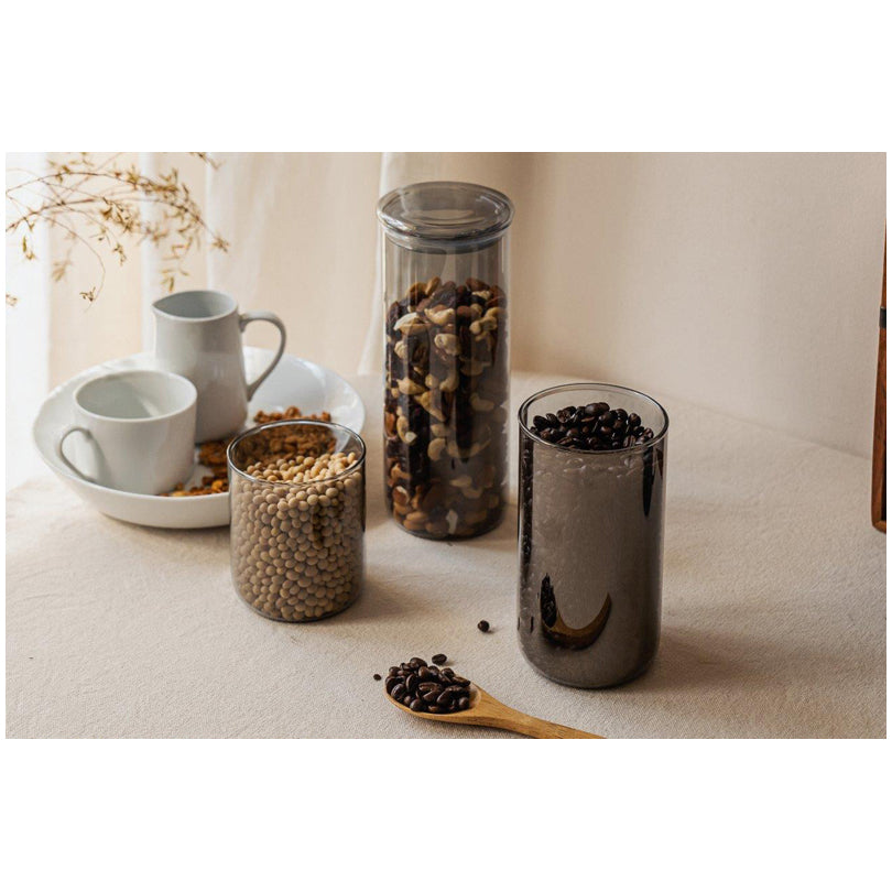 Barattolo con coperchio in vetro, tondo l 0,85/cm Ø9x17,5