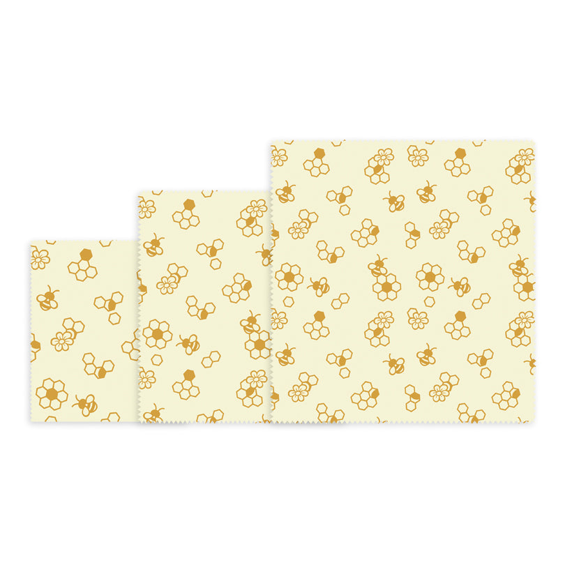 Pellicola di cera d'api "Favo", in confezione assortita da 3 pezzi cm 18x20,25x28,33x35