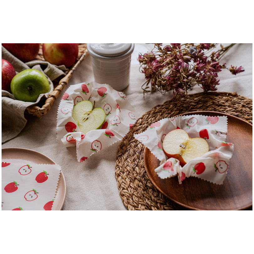 Pellicola di cera d'api "Mela", confezione 2 pezzi cm 20x20