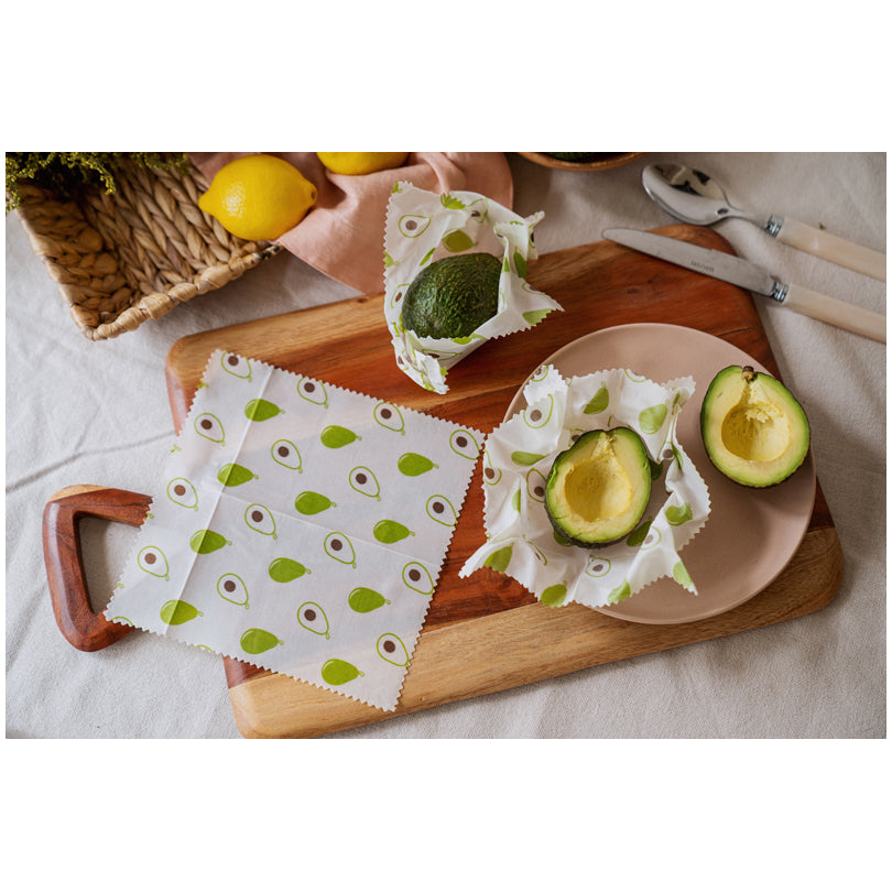 Pellicola di cera d'api "Avocado", confezione 2 pezzi cm 20x20