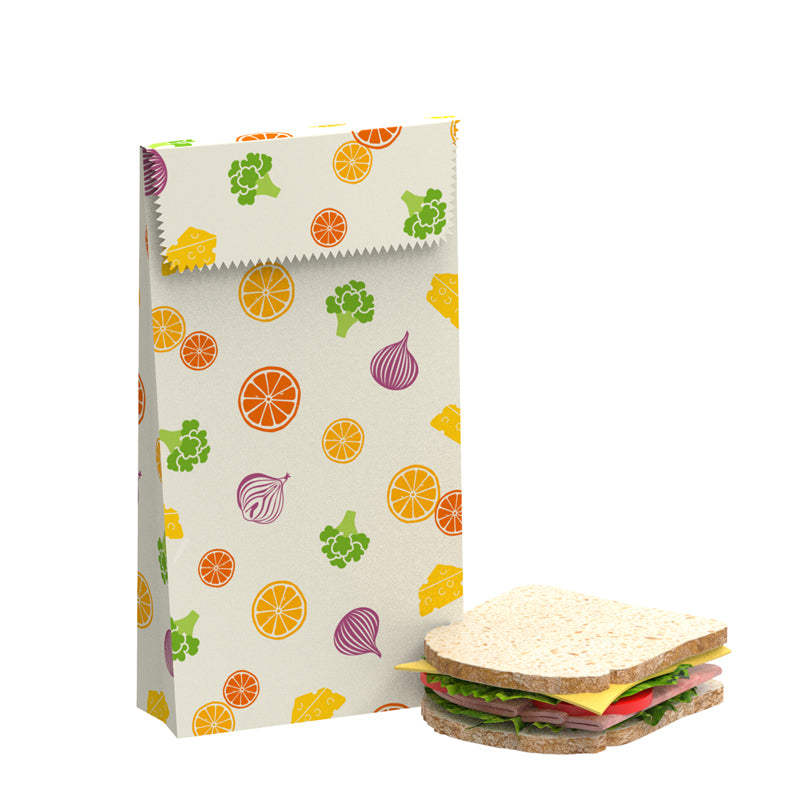 Lunchbag di cera d'api "Verdura & Frutta" cm 18x26