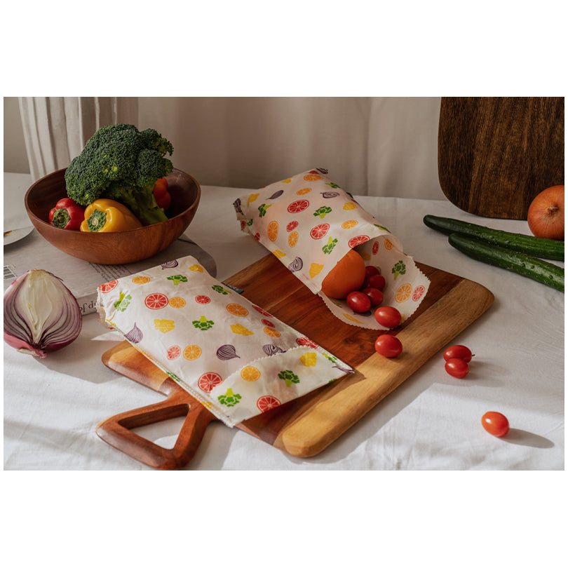 Lunchbag di cera d'api "Verdura & Frutta" cm 18x26