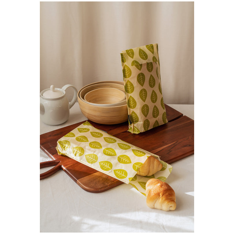 Lunchbag di cera vegana "Leaves" cm 18x26