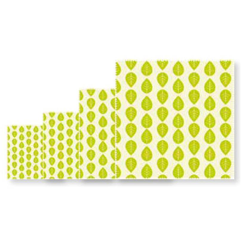 Pellicola di cera vegana "Leaves", in confezione assortita da 4 pezzi cm 16-33x16-35,5