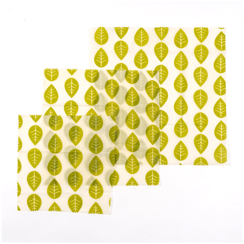 Pellicola di cera vegana quadrata "Leaves", in confezione assortita da 3 pezzi cm 20-30x20-30