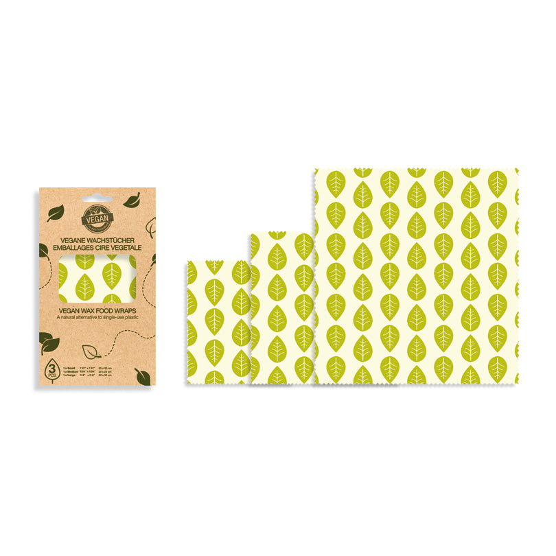 Pellicola di cera vegana quadrata "Leaves", in confezione assortita da 3 pezzi cm 20-30x20-30