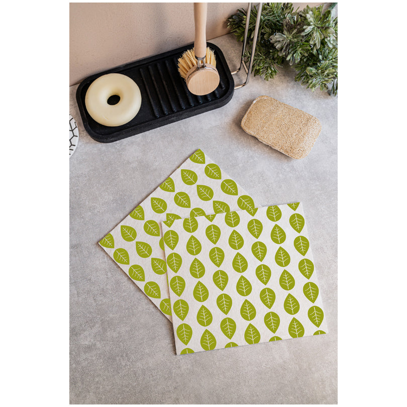 Pellicola di cera vegana quadrata "Leaves", in confezione assortita da 3 pezzi cm 20-30x20-30