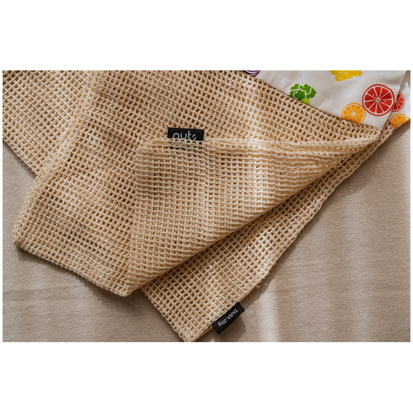 Rete/sacchetto per frutta e verdura riutilizzabile "Verdura e Frutta", in confezione assortita da 2 pezzi cm 27x35/cm 24x29